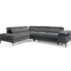 Divano letto regolabile angolare sinistra 5 posti 280x214cm tessuto grigio Snuggity