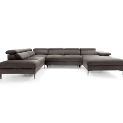 Divano letto regolabile angolare sinistro 5 posti 353x214cm tessuto tortora scuro Calmora