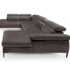 Divano letto regolabile angolare sinistro 5 posti 353x214cm tessuto tortora scuro Calmora