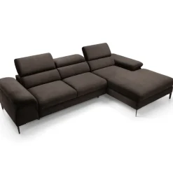Divano letto regolabile angolare destra 4 posti 288x182cm tessuto marrone Loungey
