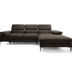 Divano letto regolabile angolare destra 4 posti 288x182cm tessuto marrone Loungey