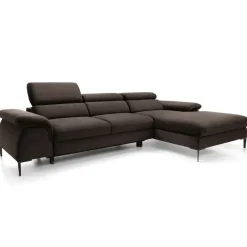 Divano letto regolabile angolare destra 4 posti 288x182cm tessuto marrone Loungey