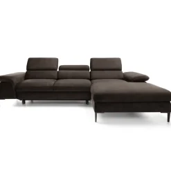 Divano letto regolabile angolare destra 4 posti 288x182cm tessuto marrone Loungey