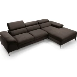 Divano letto regolabile angolare destra 4 posti 288x182cm tessuto marrone Loungey