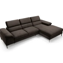 Divano letto regolabile angolare destra 4 posti 288x182cm tessuto marrone Loungey