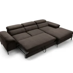 Divano letto regolabile angolare destra 4 posti 288x182cm tessuto marrone Loungey