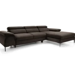 Divano letto regolabile angolare destra 4 posti 288x182cm tessuto marrone Loungey