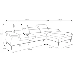 Divano letto regolabile angolare sinistra 4 posti 288x182cm tessuto marrone Loungey