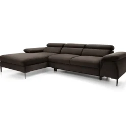 Divano letto regolabile angolare sinistra 4 posti 288x182cm tessuto marrone Loungey