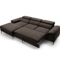 Divano letto regolabile angolare sinistra 4 posti 288x182cm tessuto marrone Loungey