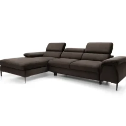 Divano letto regolabile angolare sinistra 4 posti 288x182cm tessuto marrone Loungey
