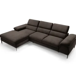 Divano letto regolabile angolare sinistra 4 posti 288x182cm tessuto marrone Loungey