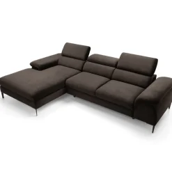 Divano letto regolabile angolare sinistra 4 posti 288x182cm tessuto marrone Loungey
