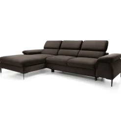 Divano letto regolabile angolare sinistra 4 posti 288x182cm tessuto marrone Loungey