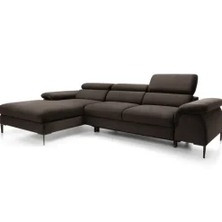 Divano letto regolabile angolare sinistra 4 posti 288x182cm tessuto marrone Loungey