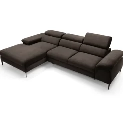 Divano letto regolabile angolare sinistra 4 posti 288x182cm tessuto marrone Loungey
