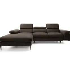 Divano letto regolabile angolare sinistra 4 posti 288x182cm tessuto marrone Loungey