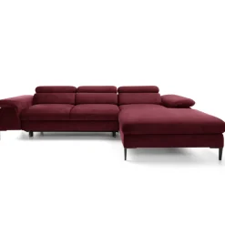 Divano letto regolabile angolare destra 4 posti 288x182cm tessuto rosso bordeaux Loungey