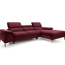 Divano letto regolabile angolare destra 4 posti 288x182cm tessuto rosso bordeaux Loungey
