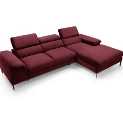 Divano letto regolabile angolare destra 4 posti 288x182cm tessuto rosso bordeaux Loungey