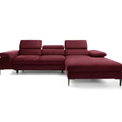Divano letto regolabile angolare destra 4 posti 288x182cm tessuto rosso bordeaux Loungey