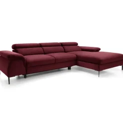 Divano letto regolabile angolare destra 4 posti 288x182cm tessuto rosso bordeaux Loungey