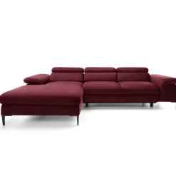 Divano letto regolabile angolare sinistra 4 posti 288x182cm tessuto rosso bordeaux Loungey