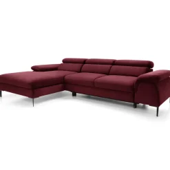 Divano letto regolabile angolare sinistra 4 posti 288x182cm tessuto rosso bordeaux Loungey