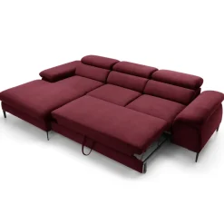 Divano letto regolabile angolare sinistra 4 posti 288x182cm tessuto rosso bordeaux Loungey