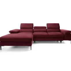 Divano letto regolabile angolare sinistra 4 posti 288x182cm tessuto rosso bordeaux Loungey