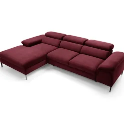 Divano letto regolabile angolare sinistra 4 posti 288x182cm tessuto rosso bordeaux Loungey