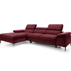 Divano letto regolabile angolare sinistra 4 posti 288x182cm tessuto rosso bordeaux Loungey