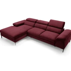 Divano letto regolabile angolare sinistra 4 posti 288x182cm tessuto rosso bordeaux Loungey