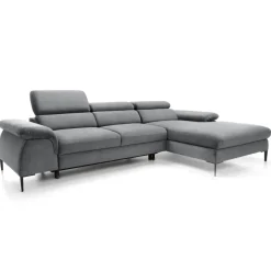 Divano letto regolabile angolare destra 4 posti 288x182cm tessuto grigio chiaro Loungey