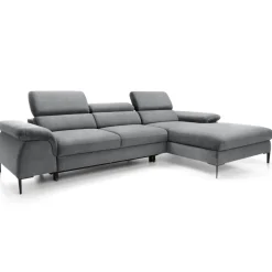 Divano letto regolabile angolare destra 4 posti 288x182cm tessuto grigio chiaro Loungey
