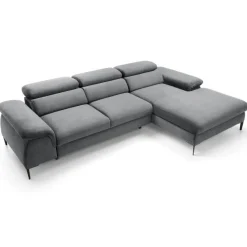 Divano letto regolabile angolare destra 4 posti 288x182cm tessuto grigio chiaro Loungey