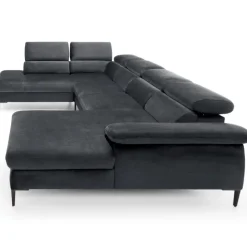Divano letto regolabile angolare sinistro 5 posti 353x214cm tessuto grigio scuro Calmora