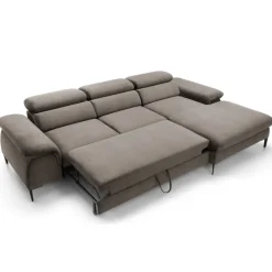 Divano letto regolabile angolare destra 4 posti 288x182cm tessuto beige Loungey
