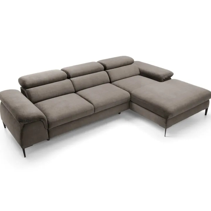 Divano letto regolabile angolare destra 4 posti 288x182cm tessuto beige Loungey