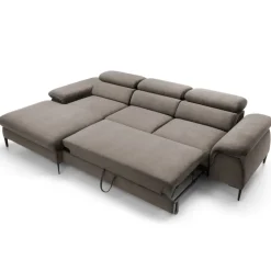 Divano letto regolabile angolare sinistra 4 posti 288x182cm tessuto beige Loungey