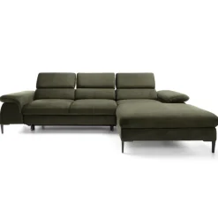 Divano letto regolabile angolare destra 4 posti 288x182cm tessuto verde oliva Loungey