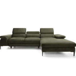Divano letto regolabile angolare destra 4 posti 288x182cm tessuto verde oliva Loungey