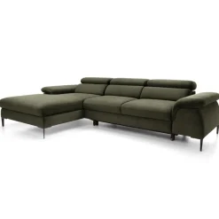 Divano letto regolabile angolare sinistra 4 posti 288x182cm tessuto verde oliva Loungey