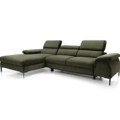 Divano letto regolabile angolare sinistra 4 posti 288x182cm tessuto verde oliva Loungey