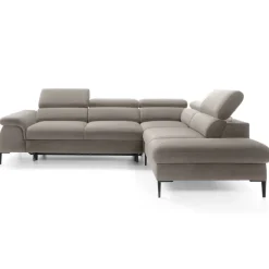 Divano letto regolabile angolare destra 5 posti 280x214cm tessuto tortora Snuggity