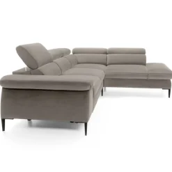 Divano letto regolabile angolare destra 5 posti 280x214cm tessuto tortora Snuggity
