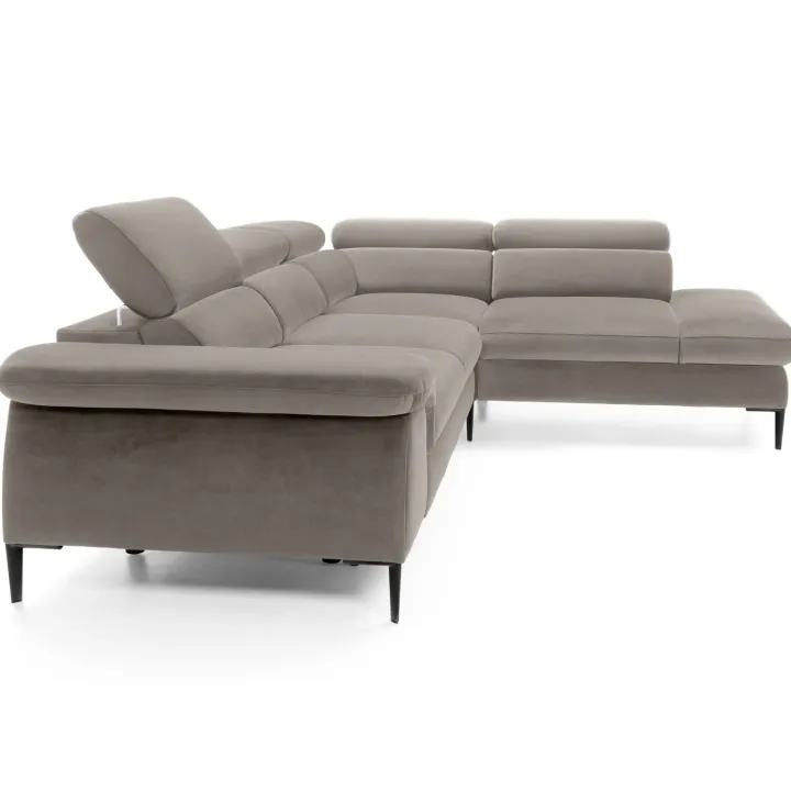 Divano letto regolabile angolare destra 5 posti 280x214cm tessuto tortora Snuggity