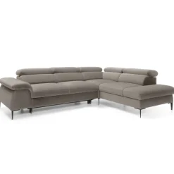 Divano letto regolabile angolare destra 5 posti 280x214cm tessuto tortora Snuggity