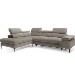 Divano letto regolabile angolare sinistra 5 posti 280x214cm tessuto tortora Snuggity