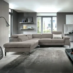Divano letto regolabile angolare sinistra 5 posti 280x214cm tessuto tortora Snuggity